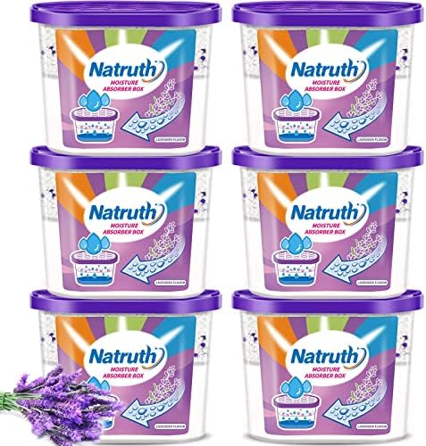 NATRUTH Moisture Absorbers With Lavender Scent,12.5OZ（800ml）*6-Pack Portable Closet Dehumidifier, Odor Eliminator Absorber Bucket,Humidity Absorber,Cleaner Air Dehumidifier for Closet ,Bathrooms, Kitchen & Study, Boats,RVs and More