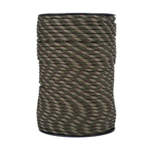 VGEBY1 Paracord, Cuerda en Rollo Paracord de 100 m - Diámetro 4mm - Cordón de paracaídas de 9 Hilos, Hecho de Polipropileno y poliéster para Acampar al Aire Libre - 7 Colores(Camuflaje de la Selva)