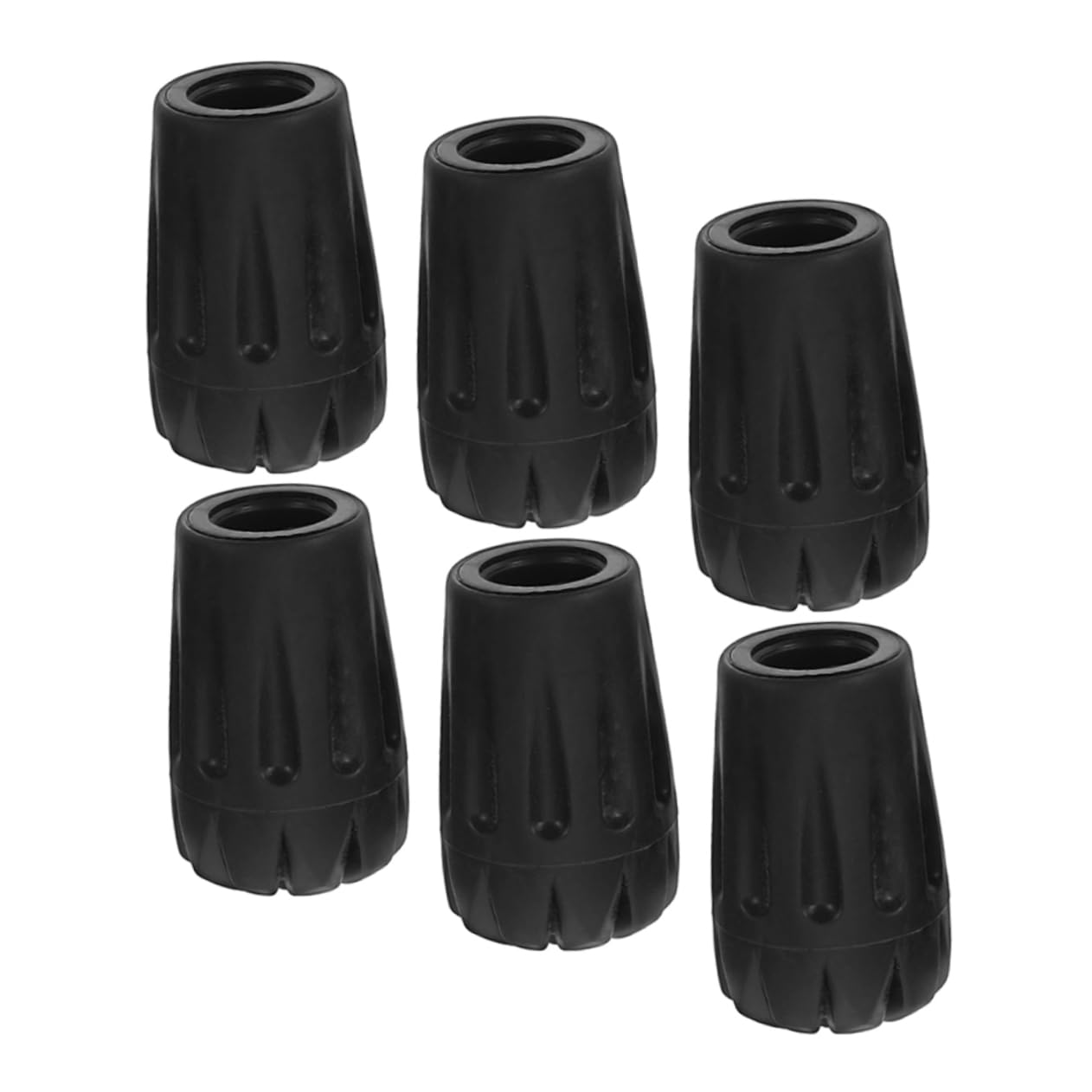 KOMBIUDA 6pcs Trekking Pole Tip Set Walking Stick Protective Ends Walking Poles Boot Tips Trekking Pole Tip Cover Thickened Pole Tip Covers Crutch Protective Tips Walking Cane Tip Black