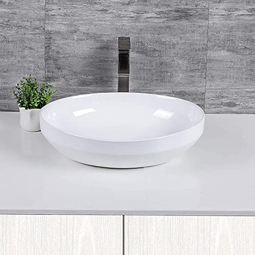 Oval Vessel Sink - Logmey 19"X14" Egg Shape Bathroom Vessel Sink Modern Above Counter White Porcelain Ceramic Bathroom Lavatory Vanity Vessel Sink Art Basin #TOP2