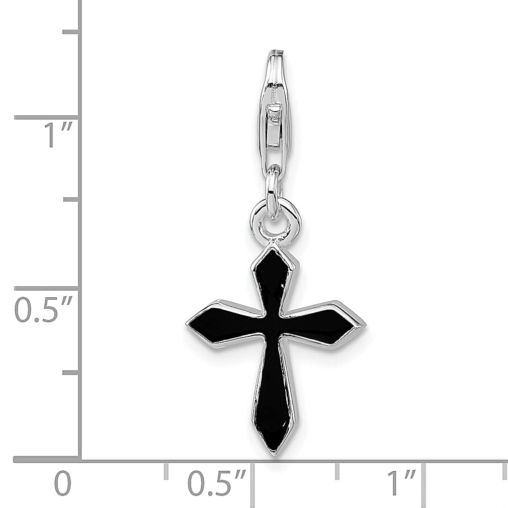 Srebro wysokiej próby 925 Rh czarny emaliowany Cro925 karabińczyk zapięcie wisiorek wisiorek wisiorek wisiorek religijny krzyż pasja elegancka biżuteria dla kobiet prezenty dla niej