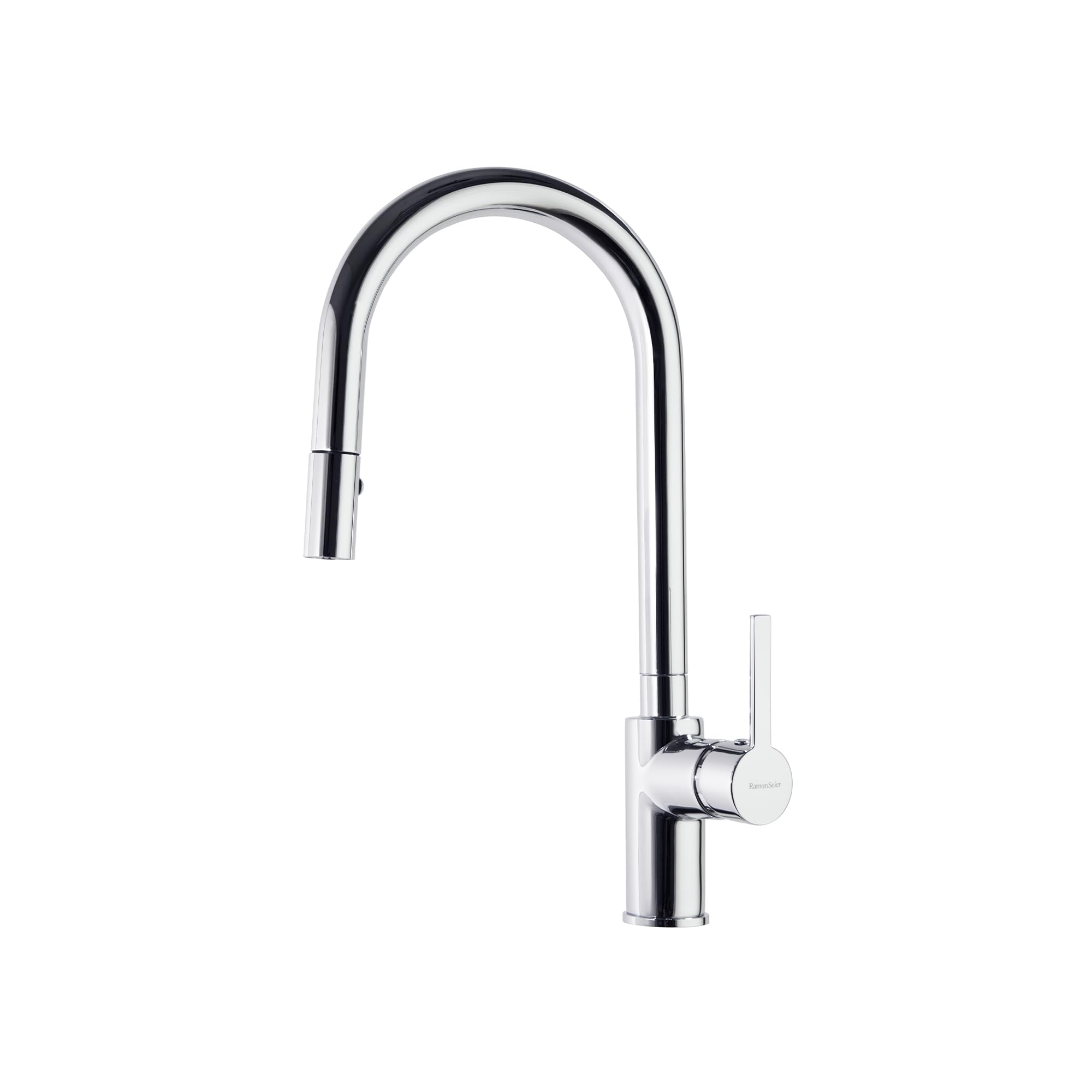 Ramon Soler Grifo de Fregadero de Cocina Monomando con Caño Alto extraíble Cromado con Sistema S2 de Ahorro de Agua Serie Drako