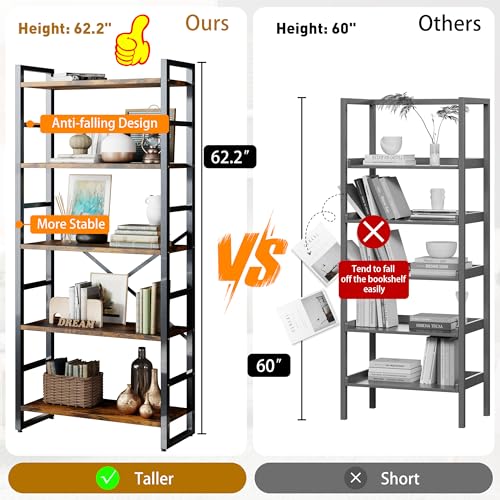 Shintenchi SJ001 Bookshelf, 5 Tier Bookshelf, Tall Bookcase Shelf thumb #2