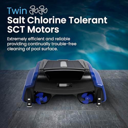 Image of Betta SE Solar Powered Automatic Robotic Pool Surface Skimmer Cleaner with 24 /7 Continuous Cleaning Battery Power and Re-Engineered Twin Salt Chlorine Tolerant Motors (Blue)