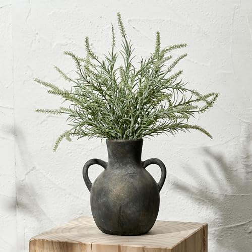 SIDUCAL Rustic Ceramic Farmhouse Flower Vase with 2 Handles...