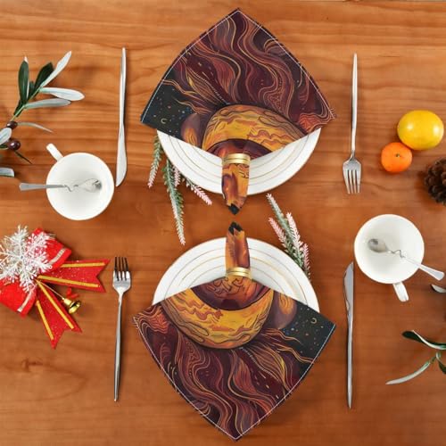 Yettasbin servilletas de tela boho sol luna set x6 50.5x50.5 cm miniatura 4