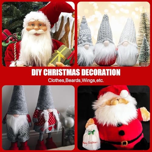 Kinretixia 10cm*1.8m Langhaarplüsch Stoffband, Kunstfell Band für Weihnachten, Plüsch Stoff für DIY Basteln, Nähprojekte, Puppen Herstellung und Deko Weißes