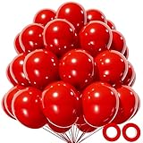 KAWKALSH 110Pcs Red Balloons 12 inch Latex Party Balloons with Ribbon Helium Quality for Baby Shower Birthday Party Decoration Wedding Halloween or Christmas Party (Red)