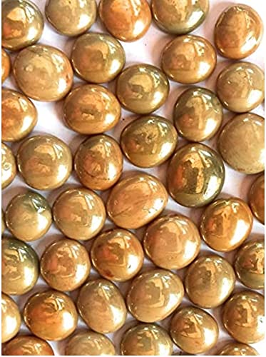Image of Decorative Stones for Vase Filler or Pebbles for Home Decor /Decorative Capsule Pebbles /Glass /gravels /Stone /Beads for Aquarium, Table, vase, Fountain (Milky Gold, 950 Gram)