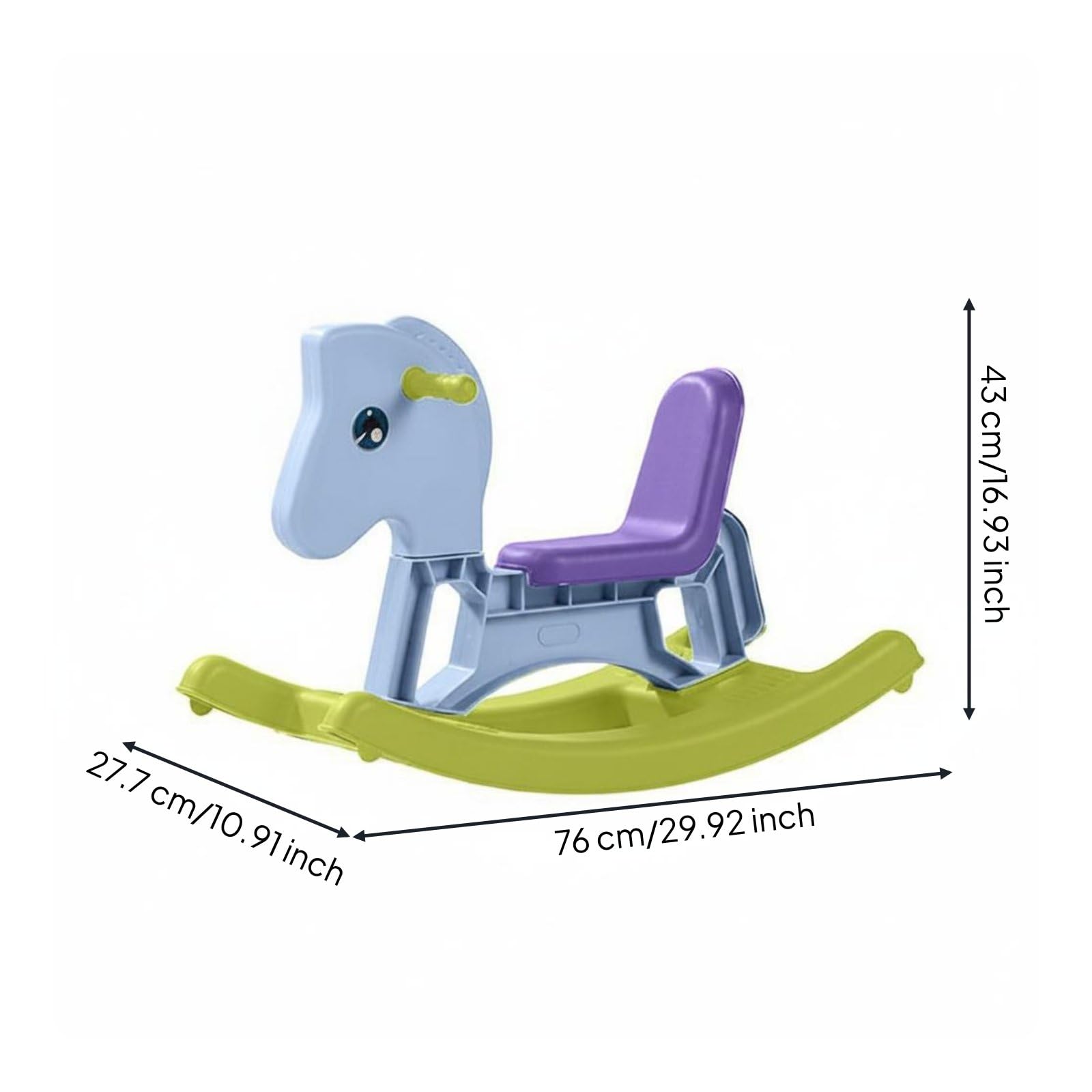 kowaku Cavallo a Dondolo per Bambini in Plastica Resistente PP Giocattolo da Cavalcare Gioco a Dondolamento Movimento Sicuro Adatto a Casa E Spazi Ludici Interni, Azzurro