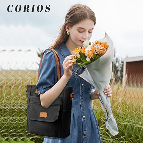 Image of CORIOS Women Handbag Canvas Shoulder Bag Casual Top Handle Bag