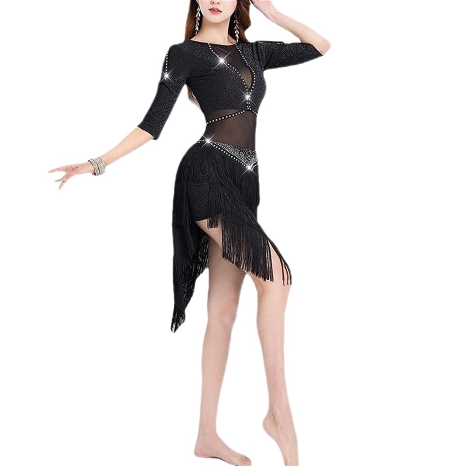 Latin Tanzkleid Latein-Tanzkleid, sexy Latein-Outfit, Damen, Quaste, Kleidung Für Tanz