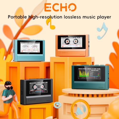 Image of FiiO Echo 4G Hi-Res Digital Audio Player, Dual DAC Bluetooth Music Player, 4.4mm Balanced Output, Color Screen, Portable DAP (Black 4G)