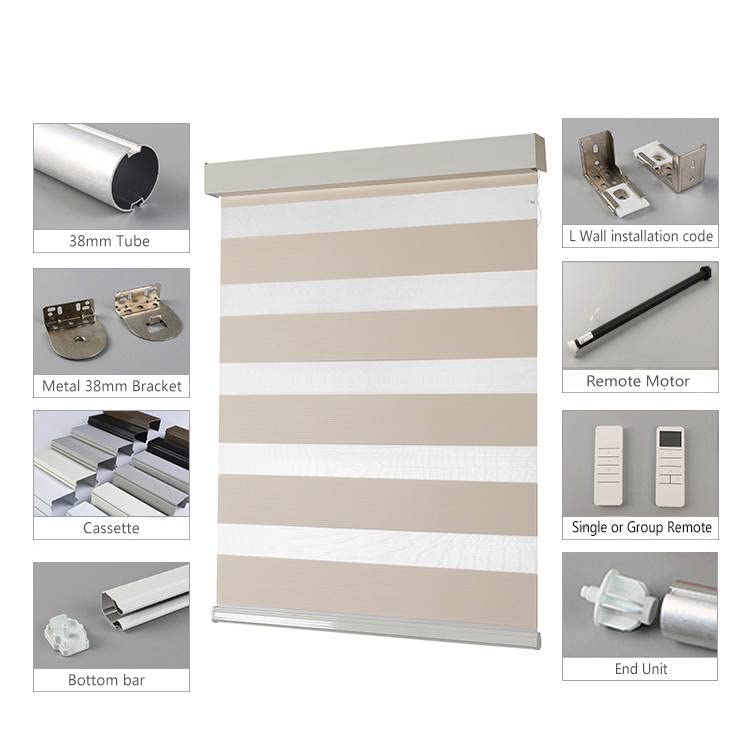 Moderna tenda a rullo zebra con telecomando – Controllo luce regolabile per la vostra casa compatibile con Alexa (White Cream, 106,68 cm x 182,88 cm)