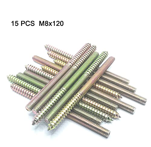 Image of Hanger Bolt M8x120 Double Headed Bolt Self-Tapping Screw for Furniture 15Pcs