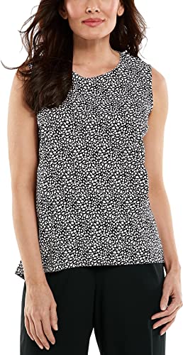 Coolibar UPF 50+ Women's St. Tropez Swing Tank Top - Sun Protective (Medium- Black/White Dot)