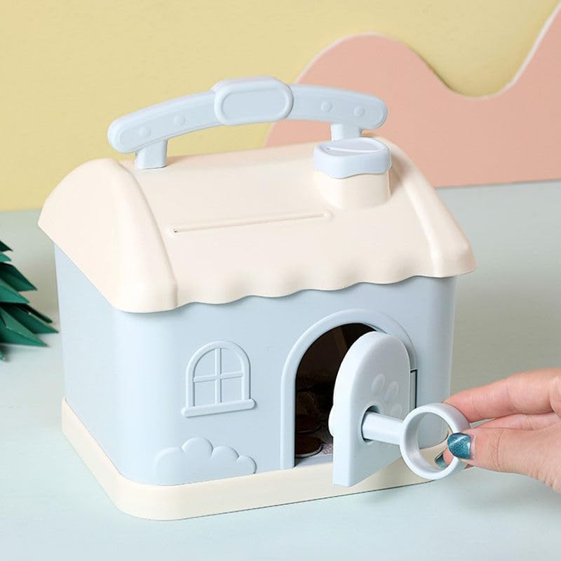 Image of Money Saving Bank with Coin Slot / /Creative Cartoon Design Money Bank / /Plastic Piggy Bank for Boys & Girls (Pack of 1) (House Piggy Bank-Pink)