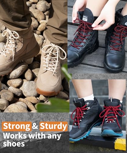 Image of Handshop 2 Pairs Round Boots Shoelaces, Heavy Duty Outdoor Shoe Laces | Replacement Shoestrings for Hiking, Running, Sporting Shoes and Work boots, Sturdy and Robust, 28 Colors, 30-63 inch Length
