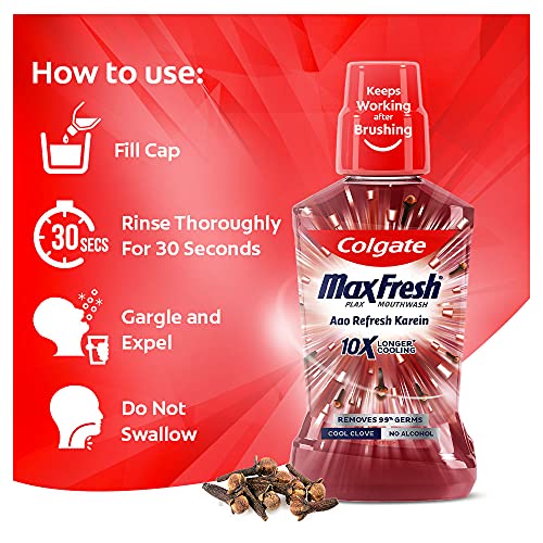Image of Colgate Maxfresh Plax Antibacterial Mouthwash, 24 /7 Fresh Breath - 250ml, (Clove)
