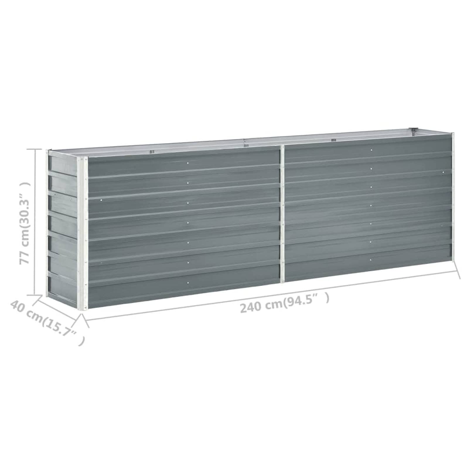 ShGaxin Grządka ogrodowa, doniczki na kwiaty i rośliny, doniczka na kwiaty, doniczka zewnętrzna, doniczka na kwiaty, ogród domowy, stal ocynkowana szara 240 x 40 x 77 cm