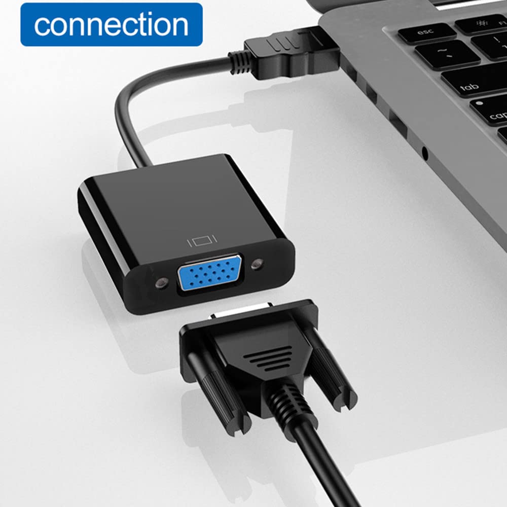 Adaptateur HDMI vers VGA plaqué Or Full HD 1080P Convertisseur Carte vidéo Externe (Black)