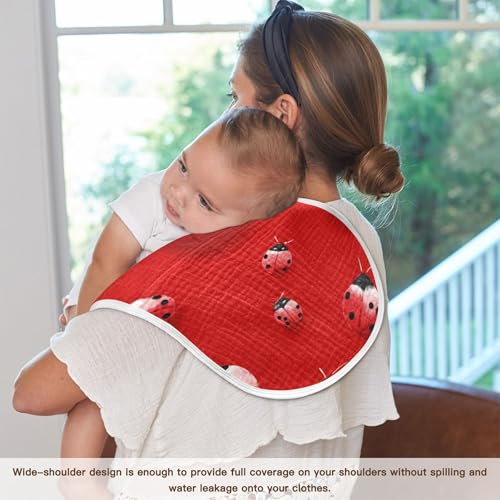 Watercolor Ladybug Red Burp Cloths Baby Boys Girls Absorbent Soft Cotton Burping Cloths Rags, 2 Pack4