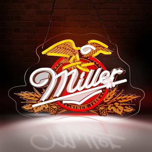 Mille Lite Neon Sign Dimmable LED Beer Sign for Man Cave Bar Wall Garage Mille Light Neon Sign Cool Gifts for Men