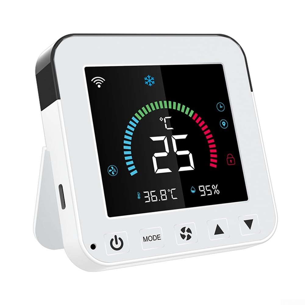 per Tuya, termostato WiFi, controllo intelligente della temperatura, regolazione della temperatura a distanza, display LCD, controllo IR a infrarossi, compatibile con la maggior parte delle marche