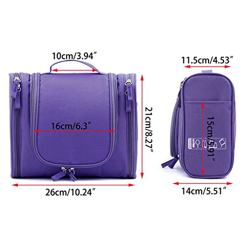 Waterproof Travel Hanging Wash Bag Large - Purple