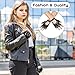 EupHHonycs Leather Punk Gloves, Black Fingerless Faux Leather Gloves, PU Faux Leathers Outdoor Sport Half Finger Glove with Belt Up Closure and Rivet for Women(Style 3)
