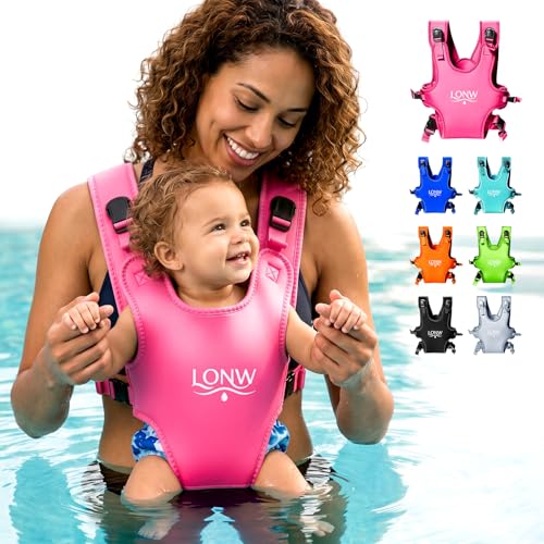 LONW Water Baby Carrier for Newborn to Toddler 13-33 lbs 0-36 Months Adjustable Neoprene Infant Carrier Wearing Gear for Beach Land Swimming Pool Pink