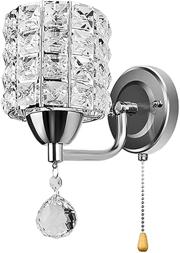 GHGHF - Lámpara de pared de cristal para interiores loft para balcón iluminación decorativa accesorios de diamante cubierta de interruptor