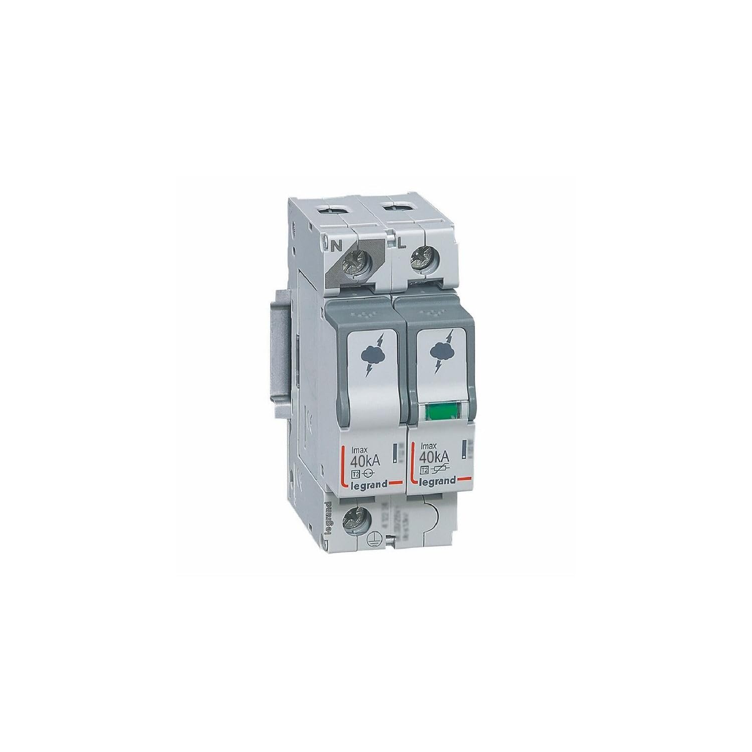 Parafoudre type T2 Imax 40kA/​pôle - 1P+​N 320V~ - 2 modules