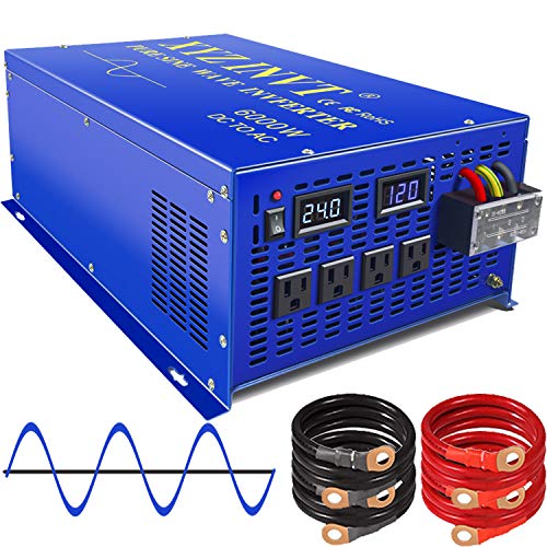 XYZ INVT 6000w Power Inverter Pure Sine Wave Inverter 24v dc to ac 110v 120v Peak 12000w Heavy Duty for Off Grid Solar Power System Home Emergency (6000w24v)