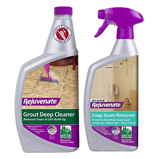 Rejuvenate Scrub Free Soap Scum Remover – 24 Ounce & Grout Deep Cleaner - Cleaning Formula Instantly Removes Years of Dirt Build-Up 32 Fl Oz (Pack of 1)