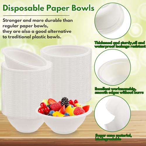 Cuencos de bagazo compostables de 8 oz, pack 100 boles biodegradables para comida calientes 4