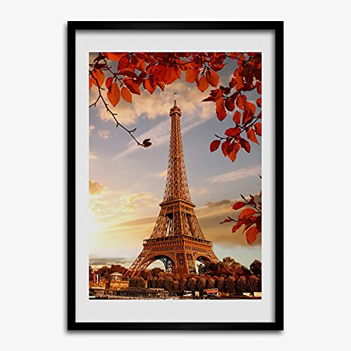Cadre en bois moderne Tour Eiffel tableau décoratif 40x60 cm Tulup Premium