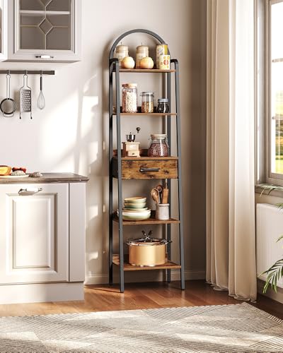 5-Tier-Ladder-Shelf-with-Drawer-Tall-Ladder-Bookshelf-Standing-Bookcase-with-Metal-Frame-for-Living-Room-Bathroom-Home-Office-Study-Balcony-Rustic-Brown-and-Black-TCJ07BF