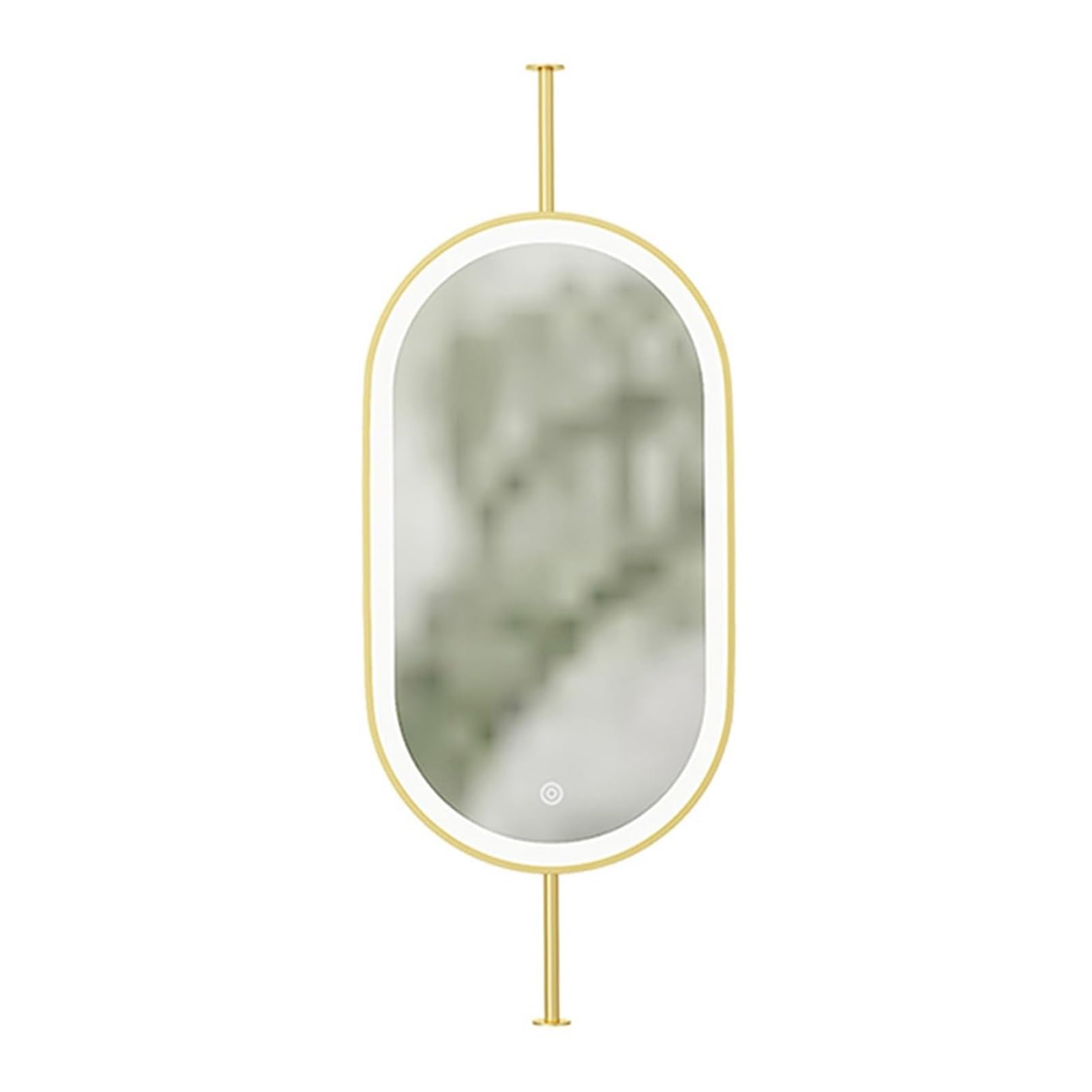 QICBYING Ceiling Hanging Mirror With LED Light, Oval Ceiling Double-Sided LED Lighted Bathroom Mirrors, 360° Rotation Hanging Decorative Mirror, 3 Color Lighting, For Home And Hotel(Gold,50x80cm)