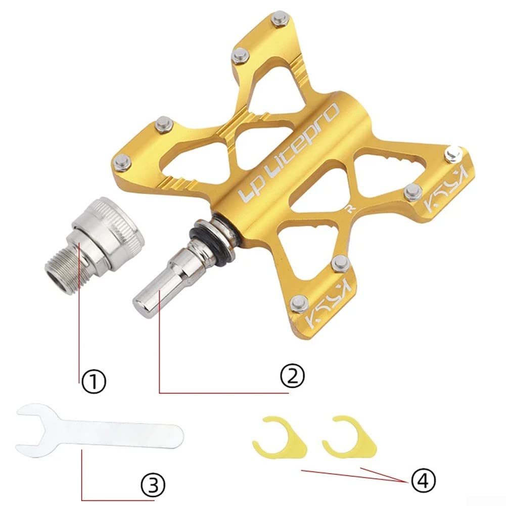 Pedal de liberación rápida para ciclismo, herramienta de bicicleta ampliada, antideslizante, ultraligera, aleación de aluminio, rodamientos sellados DU para plegable bicicleta de montaña (negro)