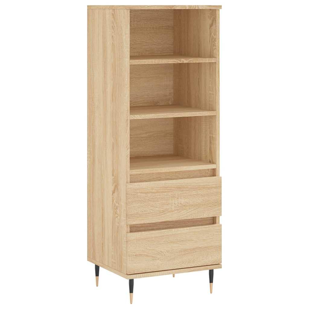vidaXL Buffet Haut, Armoire avec 3 Compartiments et 2 Tiroirs, Meuble de Rangement avec Pieds Salle de Séjour, Industriel, Chêne Sonoma Bois d'Ingénierie