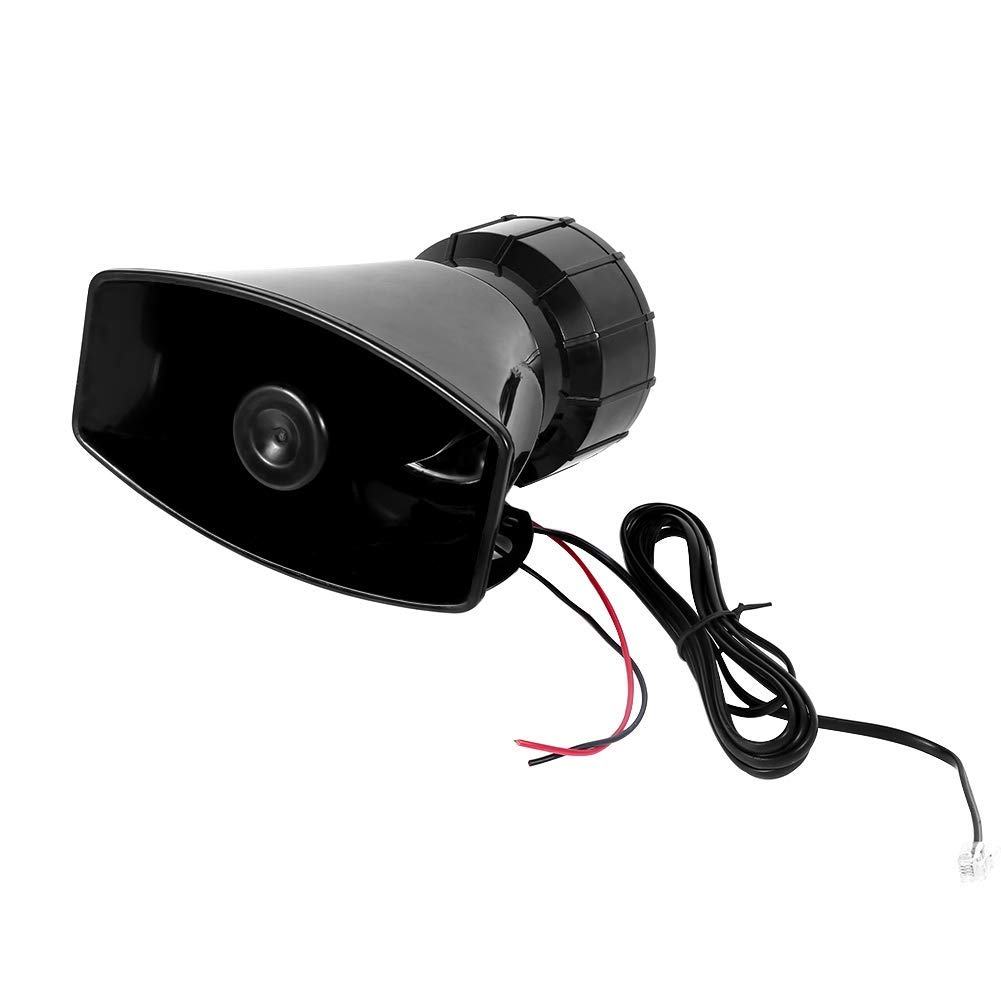 Diseño de 7 sonidos, 110dB-120dB DC12V Sirena de bocina alta 7 Sonidos Bocina PA Micrófono con de alarma contra incendios, ambulancia, sirena de policía y etc.100W Apto para coche Barco Van Ca