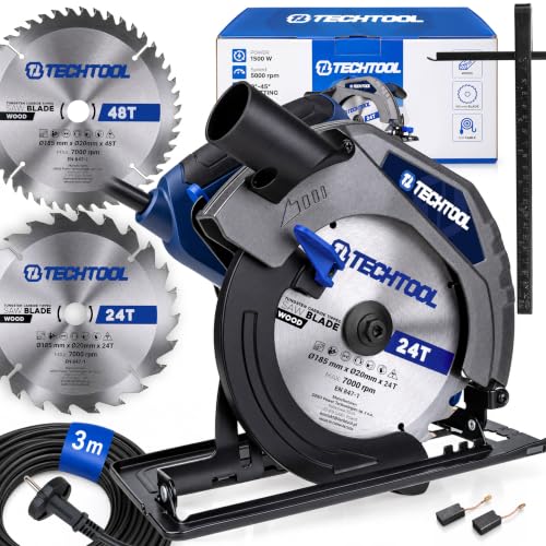 TECHTOOL Handkreissäge 1500 W 185 mm mit 2 Sägeblättern TTDS01