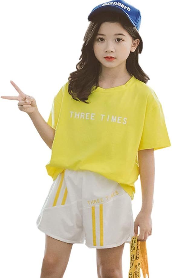 Amazon Jktown キッズ 女の子 子供服 半袖ｔシャツ ショートパンツ トレーニング スポーツウェア バドミントン ジュニア服 おしゃれ ダンス 衣装 春夏 Tシャツ カットソー 通販
