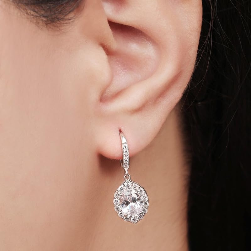 Image of ZAVYA 925 Sterling Silver CZ Drop Silver Plating Drop Earrings | Gift for Women and Girls | With Certificate of Authenticity and 925 Hallmark