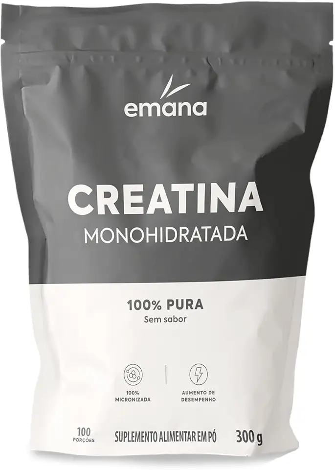 Emana Creatina Monohidratada 100% Pura Sem Sabor Micronizada - 300g