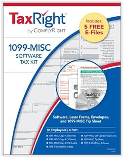 1099-MISC Software Tax Kit – Laser Forms, Envelopes & Tip Sheet for Easy Filing 4 Parts 10 Employees