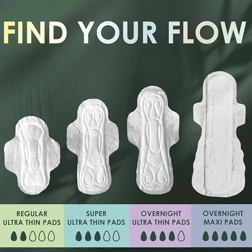 Image of L. Extra Long Maxi Pads for Women, Overnight Absorbency, Organic Cotton Top Layer, Unscented Pads with Wings, 56 Count (2 Packs of 28)