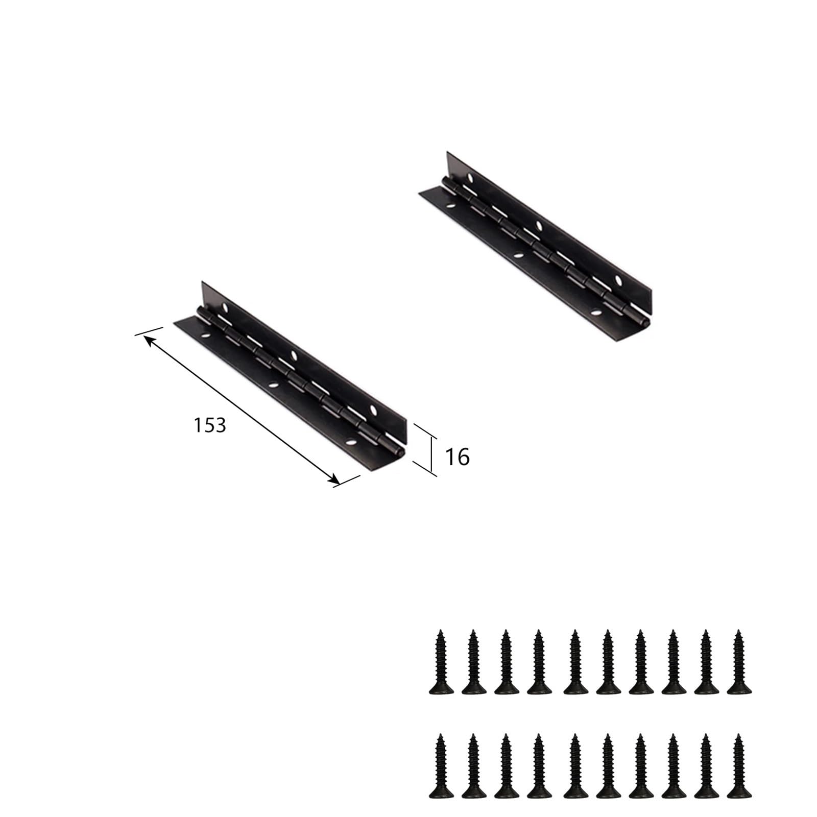 Bisagras de piano de acero inoxidable continuas, Bisagra de Piano hierro negro, 4 Uds., 153mm/380mm, 1mm, 270 grados, abierta con tornillos for Pianos(Size 1)