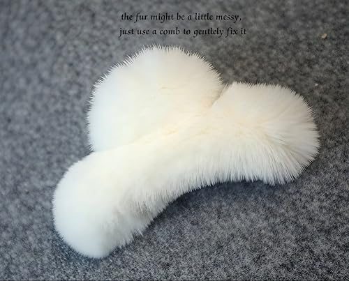 Pinzas para el cabello blancas y mullidas, estilo peluche, grandes, para cabello grueso o rizado, accesorios estéticos femeninos para Navidad, Halloween y Año Nuevo miniatura 6